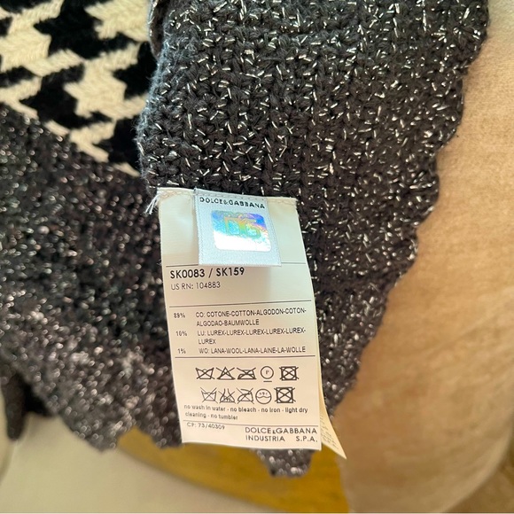 Dolce & Gabbana | Charcoal w/ Silver Threads and Sequins | Cropped Jacket | L - Picture 10 of 10